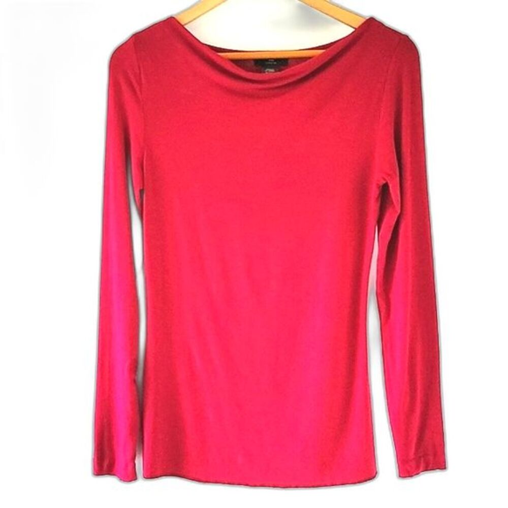BANANA REPUBLIC Fushia Long Sleeved Cowl Neck Stretchy Shirt size Small